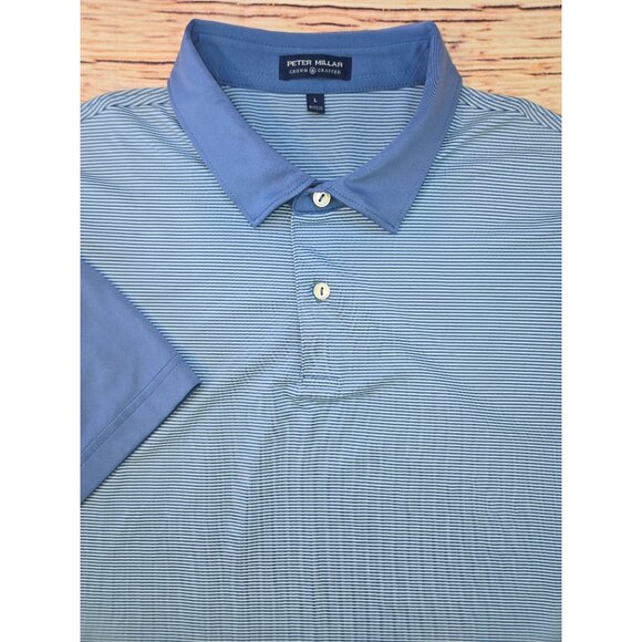 Peter Millar Crown Crafted Mens Striped Polo Large Blue - Picture 7 of 8